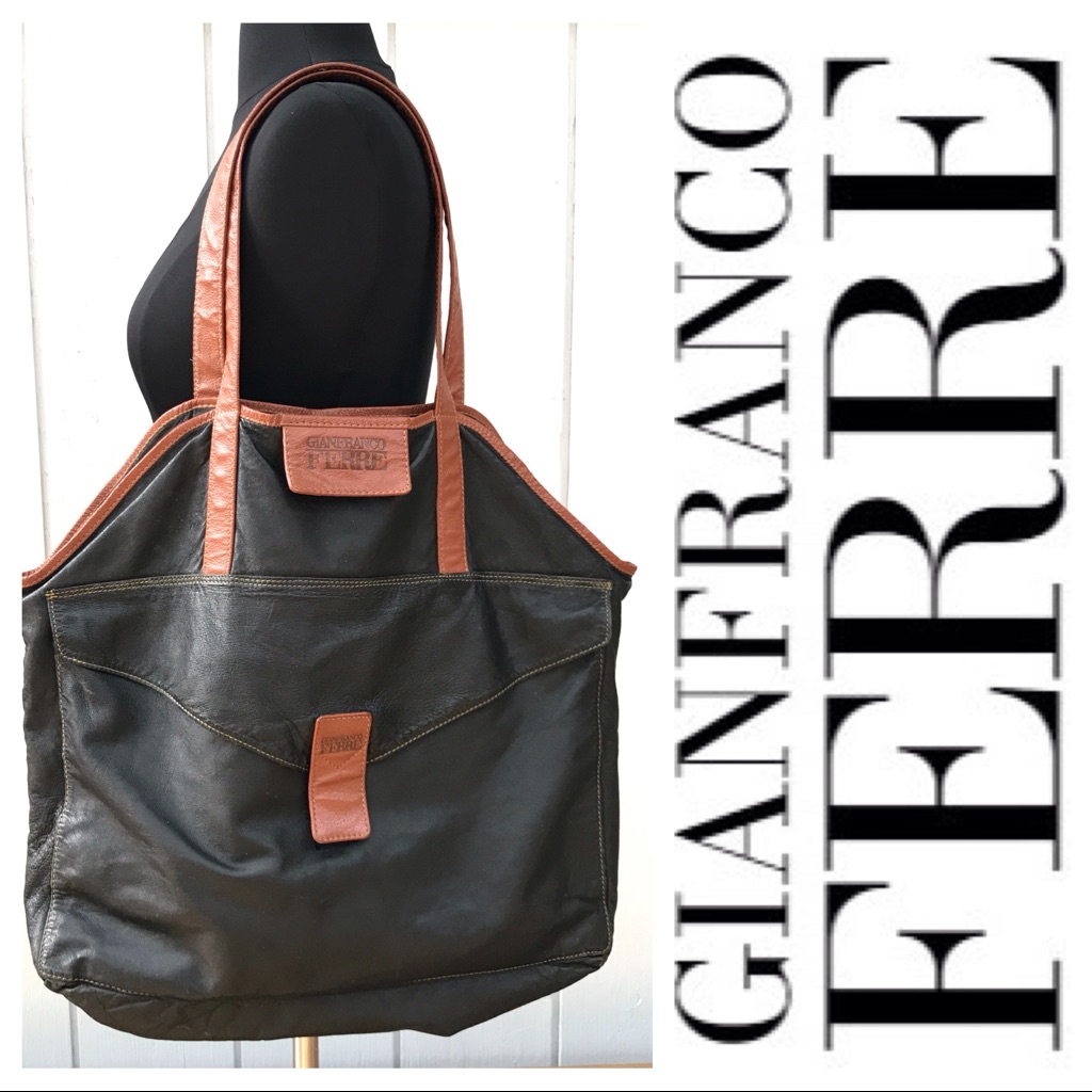 Vintage Italy Gianfranco Ferre / Dior Designer / Leather Shoulder Bag/Tote